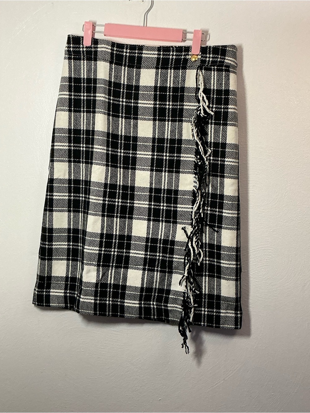 Talbots Fringe Wrap Skirt in Ice Plaid Size 10 - Picture 3 of 9